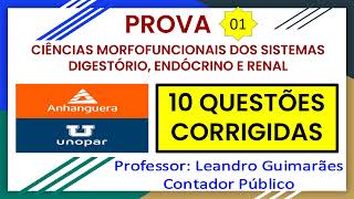 CIÊNCIAS MORFOFUNCIONAIS DOS SISTEMAS DIGE  10 QUESTÕES CORRIGIDAS DA UNOPAR  ANHANGUERA  PROVA 1 [upl. by Enial911]