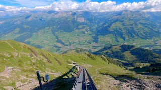 ★ 4K 🇨🇭 Niesenbahn cab ride up to 68 incline Switzerland 072022 Führerstandsmitfahrt Niesen [upl. by Eelnyl]