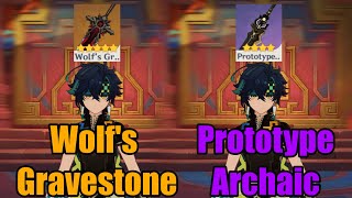 How Much Difference Between Wolfs Gravestone Vs Prototype Archaic For Kinich  Genshin Impact [upl. by Ym]