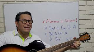 Mereces La Gloria Luigi CastroTutorial Guitarra acordes en tablero [upl. by Kere673]