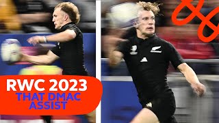 Every Angle  THAT Damian McKenzie Assist  New Zealand v Uruguay  Rugby World Cup 2023 [upl. by Anisah]