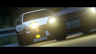 Battle Takumi Fujiwara AE86 vs Takeshi Nakazato R32  Initial D [upl. by Onitsuj482]