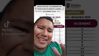 AVISO OFICIAL Calendario de Pagos Becas Benito juarez y Jóvenes Escribiendo el Futuro Diciembre 2024 [upl. by Aliakim]