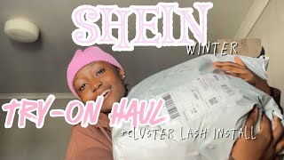 2024 SHEIN WINTER TRY ON HAUL  INSTALLING CLUSTER LASHES  SOUTH AFRICAN YOUTUBER [upl. by Rezzani]