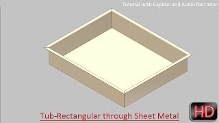 TubRectangular through Sheet MetalAutodesk Inventor Tutorial with caption and audio narration [upl. by Toll]