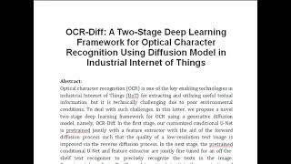 OCR Diff A Two Stage Deep Learning Framework for Optical Character Recognition Using Diffusion Mode [upl. by Anair]