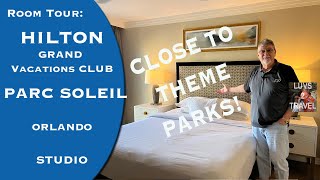 HGVC Hilton PARC SOLEIL STUDIO ROOM TOUR Orlando Hilton Grand Vacations Club [upl. by Yahsan]