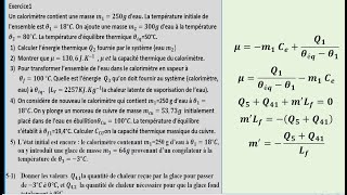 Exercice Energie thermique transfert thermique 1 SM [upl. by Nola]