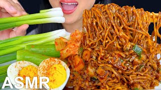 ASMR BLACK BEAN NOODLES RAW GREEN ONIONS BOILED EGGS amp CUCUMBERS  ASMR Phan [upl. by Giselle]