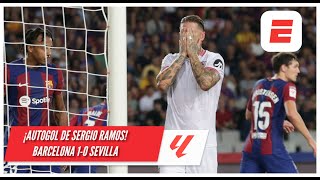 ¡PARA LLORAR Autogol de Sergio Ramos y Barcelona se puso arriba 10 ante Sevilla  La Liga [upl. by Braswell]