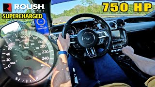 750HP ROUSH SUPERCHARGED MUSTANG is a WHINING BEAST on the AUTOBAHN [upl. by Adnirem]