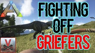 Fighting off Griefers Small Tribes  ARK Official PVP [upl. by Eniarol]