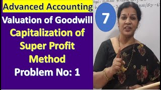 7 Valuation of Goodwill  Capitalization of Super Profit Method  Problem No 1 [upl. by Quennie]