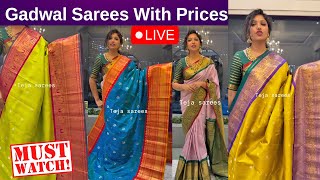 Light Weight Gadwal Silks WITH PRICES   Teja Sarees  Gadwal Sarees brideessentials [upl. by Wanda]