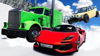 We Raced The FASTEST CARS on a DESTRUCTIVE Ski Slope in BeamNG Drive Mods [upl. by Ainitsirhc]