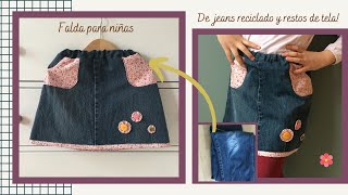 Falda para niñas de Jeans reciclado  Jeanshose Upcycling [upl. by Godwin]