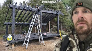 Log Cabin Build on OffGrid Homestead EP42 GIANT Japanese Woodshed Cabin Porch Foundation [upl. by Raouf]