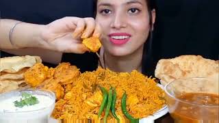 EATING BIRYANI  MOMOS  GOLGAPPY  NOODLES  MUTTON CURRY  KFC  LEG PIECEASMR Eating Show [upl. by Pfeffer850]