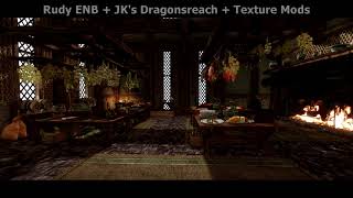 Skyrim SE  Dragonsreach Lighting Mod Comparison ELFX ELE Window Shadows Luminosity Lux [upl. by Muir97]