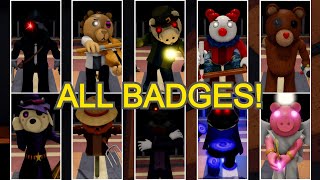 How to get ALL 38 BADGES  MORPHSSKINS in ACCURATE PIGGY RP THE RETURN  Roblox [upl. by Feetal]