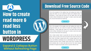 How to create read more and read less button in WordPress  Expandcollapse button in WordPress [upl. by Nylorahs]