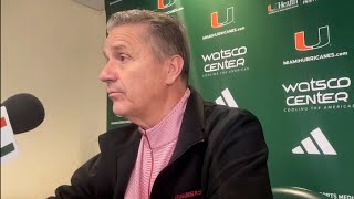 Arkansas head coach John Calipari and Boogie Fland recap 7673 win over Miami [upl. by Llydnek73]