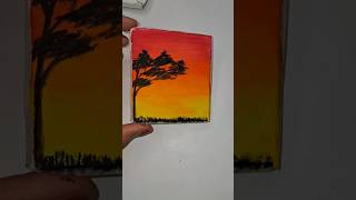 Easy sunset painting for beginners [upl. by Nemad]