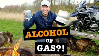 Welke camping brander op de motor Alcohol vs Gas Test [upl. by Yevreh]