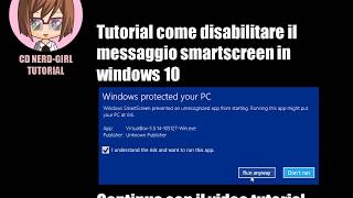 WINDOWS 10 disabilitare smartscreen [upl. by Donica]