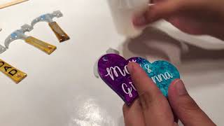 Applying epoxy to acrylic keychains [upl. by Johen]