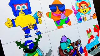 Drawing Brawl Stars New Season SpongeBob SquarePants All New Skins [upl. by Yznel626]