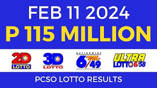 Lotto Result February 11 2024 9pm PCSO [upl. by Curzon761]