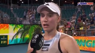 Elena Rybakina’s post match interview after defeating Paula Badosa at the Miami open [upl. by Laerdna658]