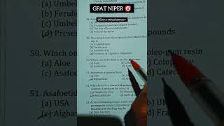 GPAT NIPER MCQS shorts niper gpat neet aiims biology pharmacy [upl. by Elacsap]