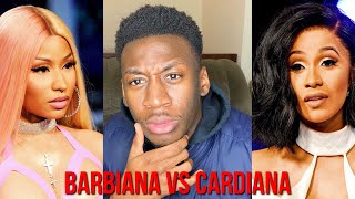 BARBIANA VS CARDIANA THOTIANA REMIXES Nicki Minaj vs Cardi B  Reaction [upl. by Reffotsirhc]