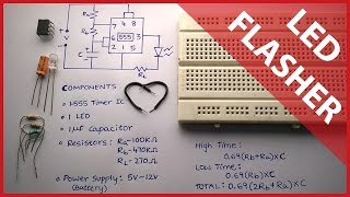 Flashing LED circuit using 555 timer  With theory amp explanation [upl. by Berey679]