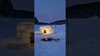 Making an ice hotel in wolfland 🐺❄ shorts igloo bushcraft survival [upl. by Jessabell]