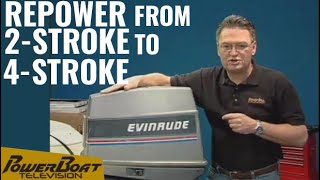 How to RePower a 2Stroke Outboard Engine to a new Mercury 4Stroke  PowerBoat TV Classic DIY [upl. by Edora]