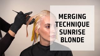 Sunrise Blonde Freehand Color Merging Technique  Lets Play Elumen Series  Goldwell Education Plus [upl. by Nelyak]