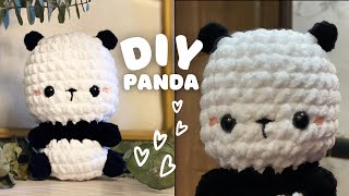 Amigurumi tutorialcrochet cute panda plushie absolute beginner [upl. by Aicirtap]