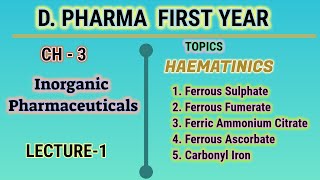 HaematinicsInorganic pharmaceuticalsL1CH3DPharm first year [upl. by Asseneg209]