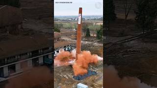 chimney explosives demolition heavyequipment construction shorts short shortvideo [upl. by Musetta64]