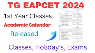 TG EAPCET 2024 BTech 1st Year Classes  Academic Calendar Released [upl. by Dulcle433]