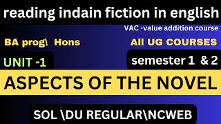 ASPECTS OF THE NOVEL  reading indian fiction in english unit1  semester 1 amp 2 [upl. by Joice858]