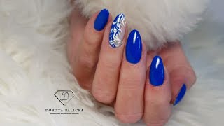 Salon nails Gel rebalance with blue gel polish [upl. by Dupaix]