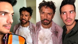 Eugenio Derbez sorprende a su hijo Vadhir Derbez con su nuevo look [upl. by Sirrap]