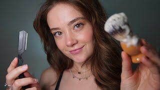 ASMR MENS SHAVE amp SKINCARE Roleplay Personal Attention Whispers Brushing Face Touching [upl. by Bakki285]