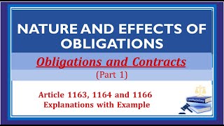 Part 1 Nature and Effects of Obligations Obligations and Contracts [upl. by Elem]