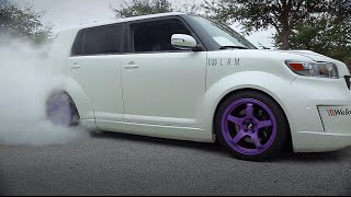 Rutledge Wood Burnout in his 2jz RWD Scion Xb [upl. by Hnirt382]