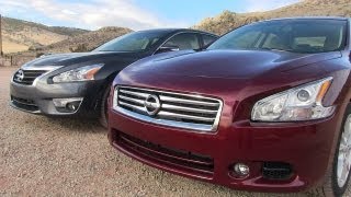 2013 Nissan Altima vs Maxima 060 MPH Mashup Review [upl. by Anihpled]